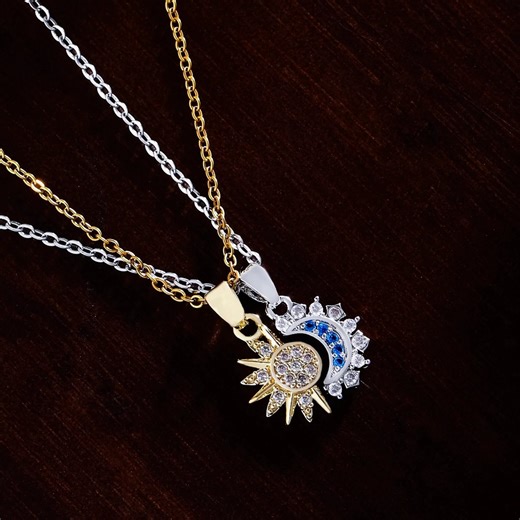11 reactions | Popular Sun and Moon Necklace Set Two-Color Diamond Couple Clavicle Chain https://kilideal.com/product/popular-sun-and-moon-necklace-set-two-color-diamond-couple-clavicle-chain.html?preview=3 | Kilideal | Facebook