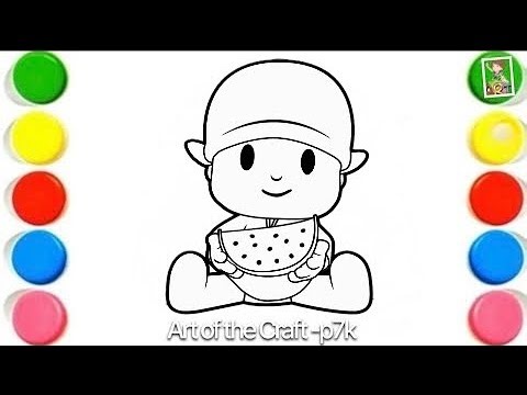 Cute Pocoyo Eating Watermelon 🍉 | Drawing, Painting & Coloring For Kids and Toddlers_ Kids Art