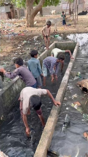 (children clean water tank for animals🙏🏻)#viral #cow #animals #help #water #motivation #shorts