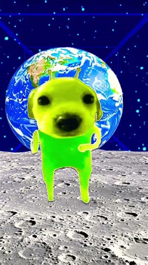 /A alien dog was dancing fun on the moon/ ￼