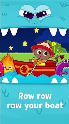 Row row row your boat (night ver) with alphabet monsters - lullaby for kindergarten