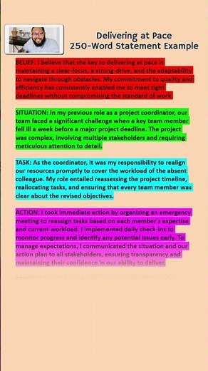 250 Word Delivering at Pace Behaviours Statement Example
