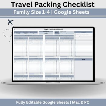 Travel Packing Checklist - Editable Google Sheets Doc
