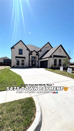 🏡$475 Down Gets You This Modern Texas NEW CONSTRUCTION near Fort Worth!💎 ✨Stunning Home Just 20 Minutes from Downtown Fort Worth! Home Features: ✔️5 Bedrooms | 4.1 Bathrooms ✔️4,498 SQFT | 2-Car Garage ✔️Perfect for Remote & Hybrid Workers ✔️Brand-New Home with WARRANTY If you are interested in buying or selling home Click the link in my bio to schedule a Consultation call 📞OR send me an email at Franklinezeonurealtor@gmail.com #explore #viral #trend #fyp #texas