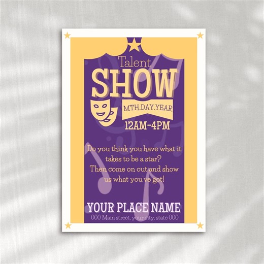 Talent Show Poster Template Canva, Event Flyer, Editable Digital Download - Etsy
