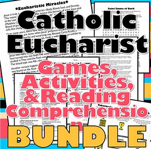 Eucharist Activities: Communion Games, Reading Comprehension, Puzzles, Worksheet