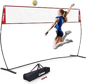 Volleyball Net Training Equipment, 2-in-1 Adjustable Height Professional Practice Net with Ball Return System for Backyard Outdoor Indoor, Easy Setup for Solo Training, Team Drills, Serving & Spiking