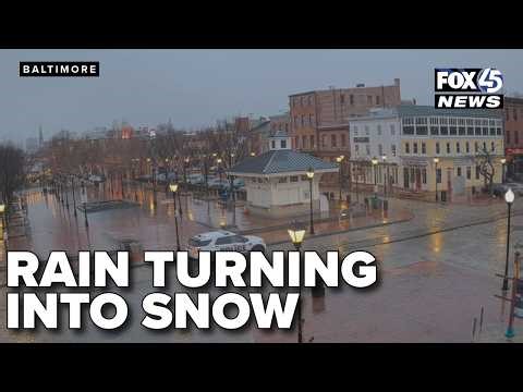 LIVE: Rain turning into snow in Fells Point