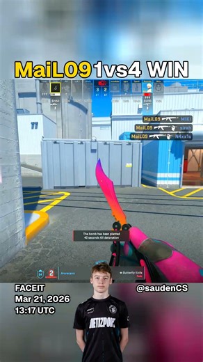 MaiL09 - 1vs4 WIN | FACEIT CS2 Highlight | Mar 21, 2026 13:17 UTC | Nuke