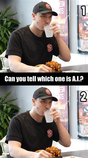 Can you guess which clip is A.I.? Watch closely as someone eats GC Burger and see if you can spot the difference. The food at GC Burger is so good, it will make you crawl on the walls like a maniac. Every bite is packed with fresh ingredients and premium beef that you won’t be able to resist. Come taste it for yourself and see why everyone’s going a little crazy over GC Burger. 🥵🍔 #meme #skit #funny #viral | GC Burger