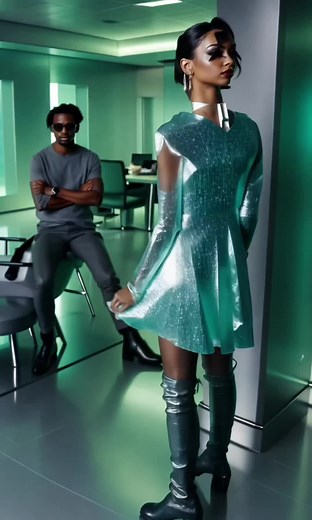 Stylish Matrix Movie Dress Try-On
