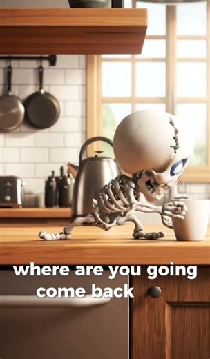 THE CUP IS ALIVE! ☕️👻 #animation #funny #skeleton #viral #fyp #fypシ #morningstruggle #cartoon