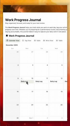 Work Log Journal Notion Template