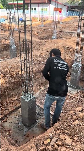 Rebar for House Columns, Cast-in-Place Column Work #SimpleConstruction #home