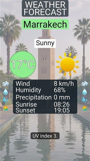 Marrakech weather: Sunny on 30 January 2026