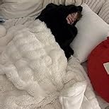 Faux Fur Throw Blanket for Couch, Fluffy Fuzzy Plush Bubble Blanket, Soft Warm Cozy Shaggy Rabbit Blanket, Luxury Decorative Gifts for Sofa Bedroom Living Room, 60x50inch (Cow Print-Brown)