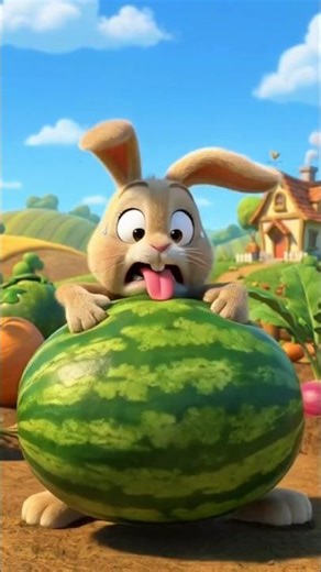 Can the Bunny Lift the Giant Watermelon? 😱🐰🍉