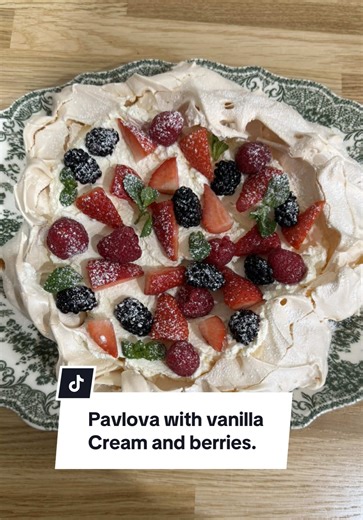 Delicious Pavlova Recipe with Vanilla Cream & Berries