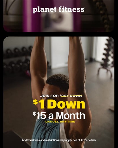 Start 2026 off strong. Join Planet Fitness for $1 down, $15/mo. | Planet Fitness