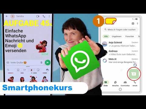 Samsung course exercise 45a: Sending a text message with an emoji via WhatsApp.