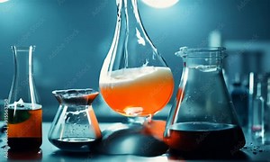 Alchemical Concoction: A captivating close-up of laboratory glassware, filled with vibrant, bubbling liquids, evokes the mystery and intrigue of scientific experimentation.