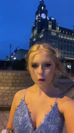 bloody windy i’ll tell u that 💙🌌⛲️🪩💤xx #prom #bluepromdress #cinderella #liverpool #prommakeup #promhair #waterfront #fyppp #xycba #promuk #prom2025 #prominspo