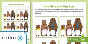 One More, One Less: The Three Bears Numicon Shape Worksheet