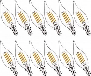 FLSNT LED Candelabra Bulbs, Dimmable CA11 E12 LED Chandelier Light Bulbs, 2700K Soft White, 4W (40W Equivalent), 450LM, 12 Pack UL,CA65 Listed.