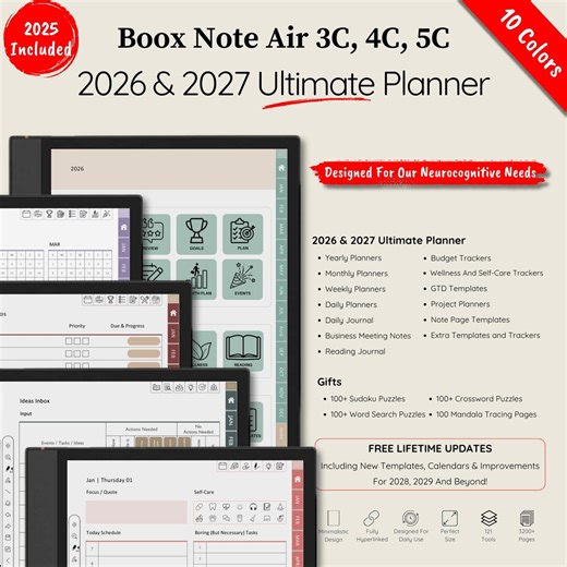 Boox Note Air 5C & 4C, 3C Templates, Ultimate Digital Planner for 2026 and 2027, Minimalist Layouts (digital Download) - Etsy
