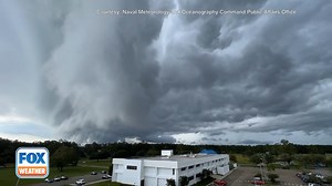 INCOMING!! 😲 ☁️ ☁️ Take a look at this amazing video showing a massive shelf cloud moving over the Naval Meteorology and Oceanography Command at the Stennis Space Center in Mississippi. | FOX Weather