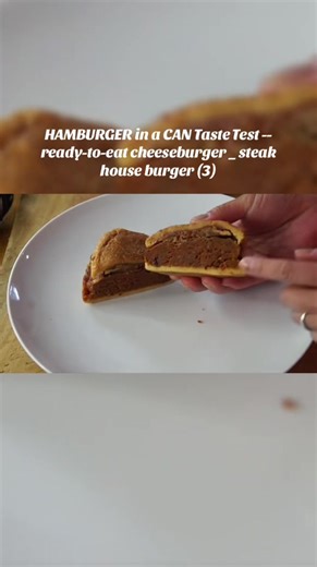 HAMBURGER in a CAN Taste Test -- ready-to-eat cheeseburger _ steak house burger (3)