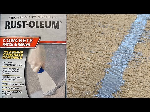 Repairing cracks in concrete with Rustoleum Concrete Patch & Repair. Prep for Hangar Renovation
