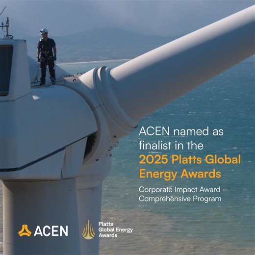 ACEN is honored to be named a finalist in this year’s Platts Global Energy Awards - the “Oscars” of the energy industry - by S&P Global Commodity Insights! Among thousands of entries from 37 countries, ACEN was shortlisted for the Corporate Impact Award – Comprehensive Program, recognizing our multi-pronged sustainability initiatives that empower communities, protect ecosystems, and strengthen climate resilience. This global recognition reaffirms our mission to lead the clean energy transition, 