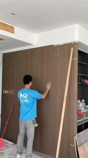 Wall wood panel assembly process for clean neat finish #woodworking #interior