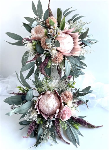 King Protea Wedding Bouquets Dusty Pink Bridal Bouquet Australian Native Eucalyptus Gum Blossom Flowers - Etsy Australia