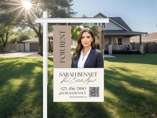 For Rent Yard Sign for Realtors With Photo & Contact Info | Real Estate Sign Template | Editable Canva Digital Download - Etsy