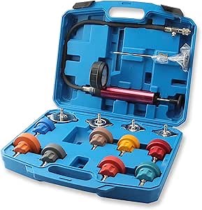 14-Piece Coolant Pressure Tester Kit - Radiator Leak Detector for Cooling Systems, Aluminum