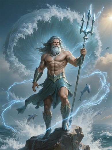 Poseidon · Greek God of Sea · Ruler of The Waves 🌊 #poseidon #greekgod #greekmythology #livewallpaper #aiart