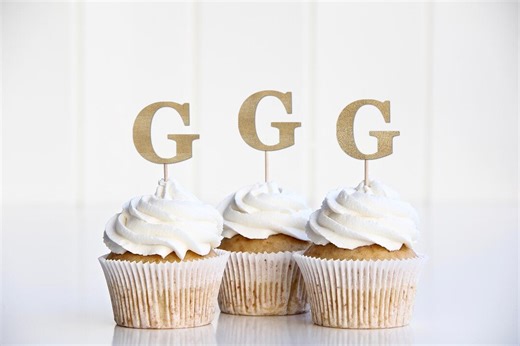 Monogram Initial Cupcake Toppers, Wedding Cupcake Toppers, Last Name Married, Letter Picks Decor, Decorations, Birthday - Etsy