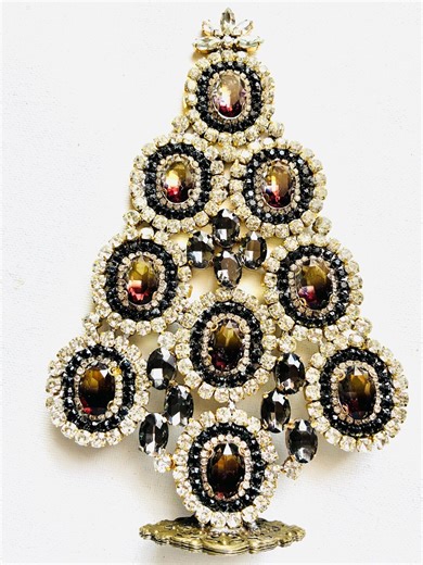 Czech Vintage Rhinestone Christmas Tree Stand: Bohemian Art Deco Decor - Etsy
