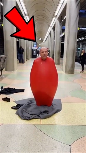 He Tried to Fit His Whole Body Inside a Giant Red Balloon😱 #shorts