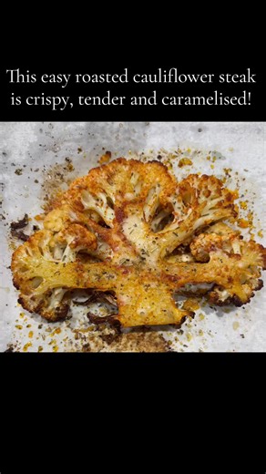 This easy roasted cauliflower steak recipe is crispy, tender and caramelised! @The KB Cook #cauliflower #cauliflowerrecipes #easyrecipes #healthylife #cookwithme
