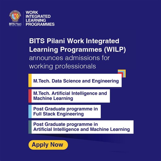 19K views · 6K reactions | Admissions are now open for BITS Pilani Work Integrated Learning Programmes. Hear from participants about their experiences in this video. Apply now: https://bit.ly/3rAbL6Z #AdmissionsOpen #StudentExperiences #LearnWithBITSPilaniWILP #ShapingPathfinders #ArtificialIntelligence #MachineLearning #DataScience #FullStack | BITS Pilani Work Integrated Learning Programmes | Facebook
