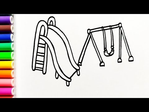How to Draw a Playground with Slide and Swing | How to draw a child park | Easy tutorial for Kids