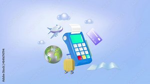 Payment terminal, a modern POS-bank payment device that allows you to make payments worldwide using a card. A payment device with an NFC keyboard.