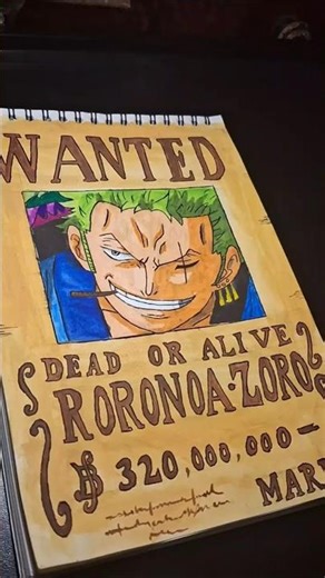 Zoro Wanted Poster Drawing 🏴‍☠️ | Day 2 | #shorts #trending #fyp #viral #zoro #onepiece