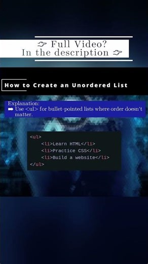 🏛️ HTML 🏛️ How to Create an Unordered List 🏛️ #shorts #KGRDevShorts #HowToHTML
