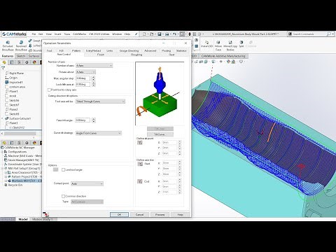 CAMWorks 4 Axis Tutorial-4 Simultaeous Machining Toolpath