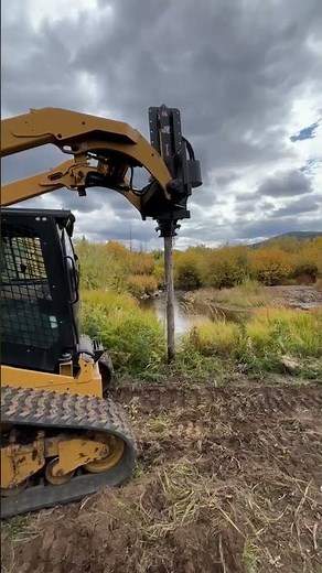 Wood Post install near water in wet soil in Colorado - Vibe Drive Timber-Wolf vibrating post driver
