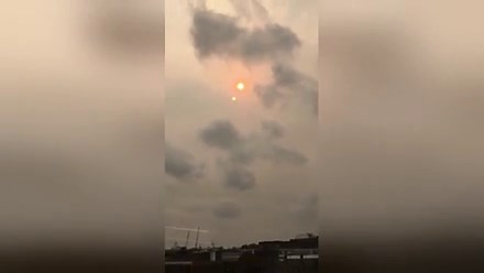 Bristol bathed in red glow due ,to amazing 'hurricane sun',